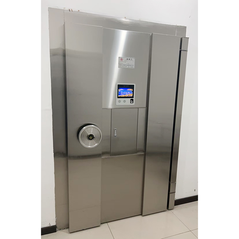 What are the characteristics of a single stainless steel vault door middle door with anti-force-opening structure?